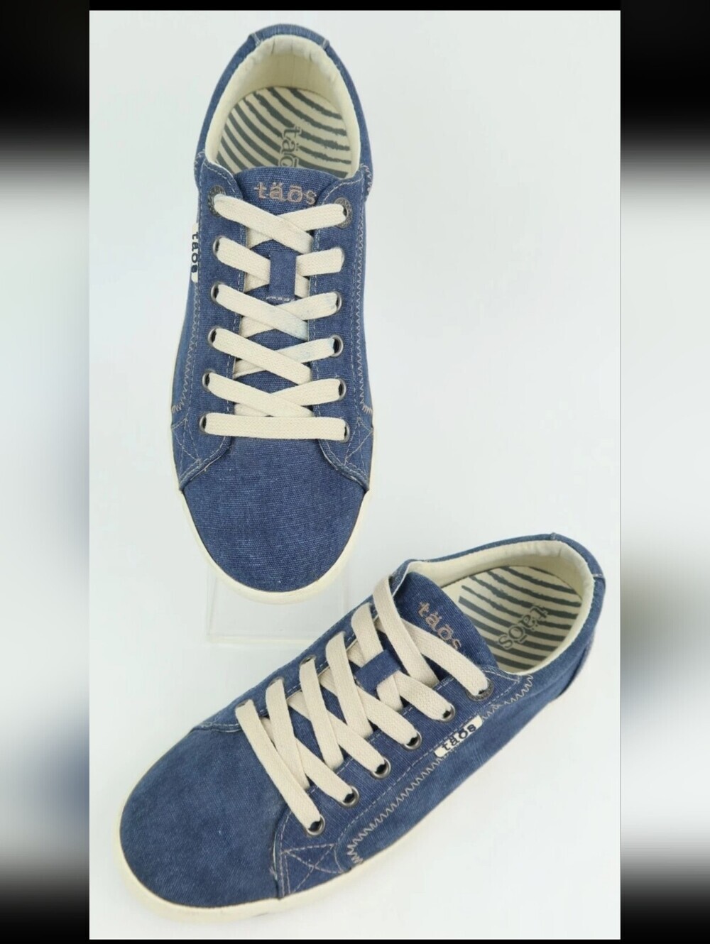 Taos Footwear Blue Canvas Low Sneakers with White Laces 6.5 Women